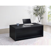 Canyon Black Lift Top Cocktail Coffee Table with Dual Drawers