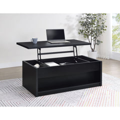 Canyon Black Lift Top Cocktail Coffee Table with Dual Drawers