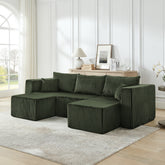 Compact modular sectional,Compressed Corduroy Sofa with Modern Minimalist Style, Ultra-Comfy Compression Modular Sofa with Space-Saving Efficient Design-Green