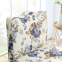 Flannel single dining chair with soft seat cushion and backrest, no armrests, matching pillow can be used as waist cushion, this dining chair can be used in the living room - BLUE