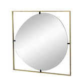 32x1x32" Poppy Mirror with Gold Metal Frame Contemporary Design for Bathroom, Entryway Wall Decor