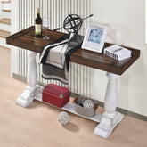 30-Inch Farmhouse Sofa Table with Pedestal Legs, Rustic Entryway Console for Living Room