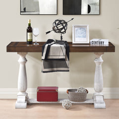 30-Inch Farmhouse Sofa Table with Pedestal Legs, Rustic Entryway Console for Living Room
