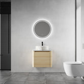 24'' Wall-Mounted Bathroom Vanity With Ceramic Art Sink & 1-Soft-Close Door, KD-Packing, Plywood