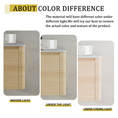 24'' Wall-Mounted Bathroom Vanity With Ceramic Art Sink & 1-Soft-Close Door, KD-Packing, Plywood