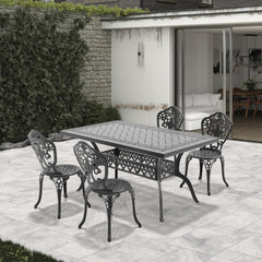 5-Piece Set Of All-Weather Cast Aluminum Dining Furniture Set With Black Frame