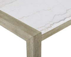 1pc White Genuine Marble Stone Dining Table Dining Room Wooden Contemporary Formal Solid Wood Veneer Standard Height