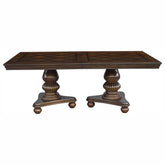 Traditional Dining Table 1pc Brown Cherry Finish Double Pedestal Base Separate Extension Leaf Dining Furniture