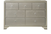 1pc Modern Glam Style Champagne Finish Glam Seven Drawer Dresser Embossed Crocodile Pattern Wooden Bedroom Furniture