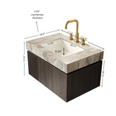 MURI 30" Bathroom Vanity&Sink, Floating Plywood Storage Cabinet with Drawer&Door, Light Gray Sintered Stone Top&Ceramic Basin with 3 Pre-drilled Faucet Holes, Pre-assembled, Espresso Woodgrain Color