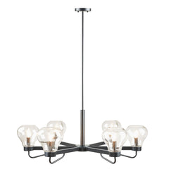 6-Light Chandelier with Bowl Shaped Glass Shades