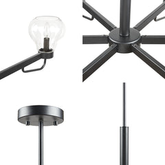 6-Light Chandelier with Bowl Shaped Glass Shades