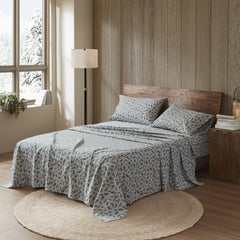4 Pieces Full 100% Cotton Flannel Printed Sheet Set,Pine Branches