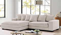 Luxe Oversized Two-Piece Left Facing Sectional Couches for Living Room, 102.4-Inch L Shaped Sofa with Chaise, Upholstered with Corduroy Fabric, Ivory