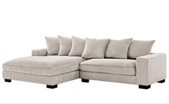 Luxe Oversized Two-Piece Left Facing Sectional Couches for Living Room, 102.4-Inch L Shaped Sofa with Chaise, Upholstered with Corduroy Fabric, Ivory