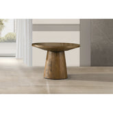 22 in. Round Wood End Table Modern Living Room Sofa Side Table with Pedestal Base, Walnut