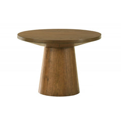22 in. Round Wood End Table Modern Living Room Sofa Side Table with Pedestal Base, Walnut