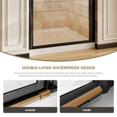 34-34.8" W x 72" H Matte Black Frameless Pivot Shower Door, 1/4" (6mm) Clear SGCC Tempered Glass, Explosion-proof Film