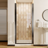 34-34.8" W x 72" H Matte Black Frameless Pivot Shower Door, 1/4" (6mm) Clear SGCC Tempered Glass, Explosion-proof Film