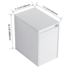 12" Bathroom Side Cabinet, Soft Close Doors, Float Mounting Design, Glossy White,(KD-Packing)