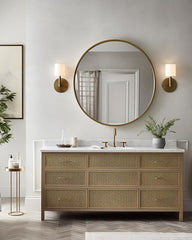 39 Inch Gold Metal Framed Round Bathrrom Mirror for Wall.(W2203134994)