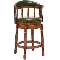 Cow top Leather Wooden Bar Stools, 360 Degree Swivel Bar Chair with Backs,Bar height Couner Height Barstools for Home Kitchen Dining Room and Bar Room(green 1pc)