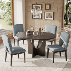 TOPMAX Modern 5-Piece Extendable Round Dining Table Set with 16.2inch Removable Leaf for Small Places, Espresso(old sku:SP000062)