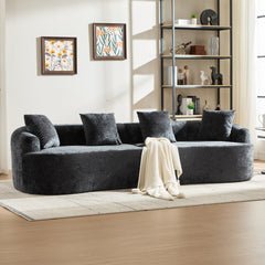 Curved Loveseat, Small Chenille Sofa with 3 Pillows, Deep Seat Couch for Apartment, Living Room, No Assembly Needed