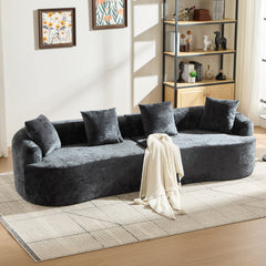 Curved Loveseat, Small Chenille Sofa with 3 Pillows, Deep Seat Couch for Apartment, Living Room, No Assembly Needed