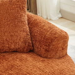 Curved Loveseat, Small Chenille Sofa with 3 Pillows, Deep Seat Couch for Apartment, Living Room, No Assembly Needed