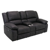Black Reclining Console Loveseat