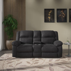Black Reclining Console Loveseat