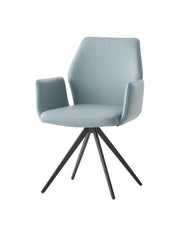 Segismunda Light Blue Leather & Black Finish Arm Chair W/Swivel