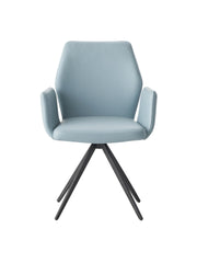 Segismunda Light Blue Leather & Black Finish Arm Chair W/Swivel