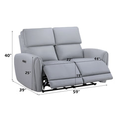 Jeromie Gray Synthetic Leather Power Motion Loveseat w/USB Port