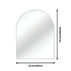 30x40 Inch Silver Metal Framed Arched Bathrrom Mirror for Wall.