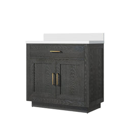 Black Oak Single Bath Vanity 36 in. W x 22 in. D, with Cultured Marble Top