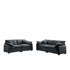 Modern Living Room Sofa Two-Piece Set, Suitable for Living room and Bedroom Sofa Set, Consists of two pieces of 2 Seater Sofa,Grey Corduroy