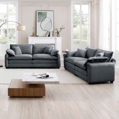 Modern Living Room Sofa Two-Piece Set, Suitable for Living room and Bedroom Sofa Set, Consists of two pieces of 2 Seater Sofa,Grey Corduroy