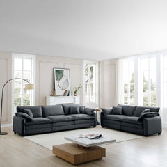 Family sofa set Deep Seat Sofa, Warm Sofa for Home Cinema and Living Room, One 2-Seater Sofa and One 3-Seater Sofa,Grey Corduroy