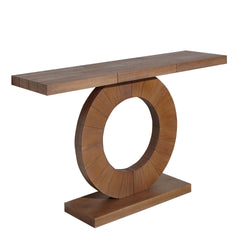 53.2in Modern Minimalist Wooden Console Table Circular Base Wooden Console Table – Elegant Decorative Accent for Entryway, Living Room, and Hallway