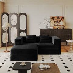 Modular Sectional Couches for Living Room with Deep Seat, Compression Sofa, Boneless Couches for Living Room, Boneless Upholstered Couches, No Assembly (2*Seat+1*Ottoman )