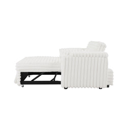 NEW White Loveseat Sleeper Sofa with Storage Armrest ,USB Port