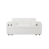 NEW White Loveseat Sleeper Sofa with Storage Armrest ,USB Port