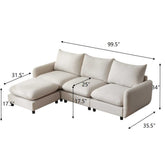 99 in. 4-Piece L Shaped Modular Free Combination Sectional Sofa Couch with Ottoman