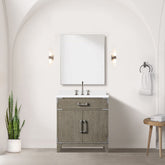 Grey Oak Single Bath Vanity 30 in. W x 22 in. D, White Quartz Countertop and 28 in. Mirror