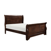 Traditional Louis Philippe Style Queen Bed Dark Cherry Finish Wooden Bedroom Furniture 1pc