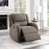 Modern Living Room Furniture 1pc Power Reclining Chair Brown Chenille Upholstery Plush Seating Solid Wood Frame