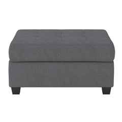 Modern Living Room 1pc Storage Ottoman Tufted Top Dark Gray Fabric Upholstery Solid Wood Furniture