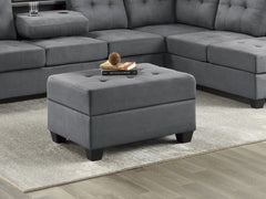 Modern Living Room 1pc Storage Ottoman Tufted Top Dark Gray Fabric Upholstery Solid Wood Furniture
